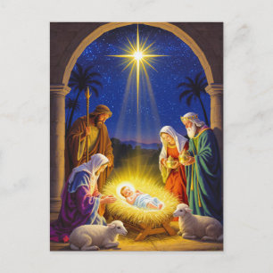Traditional Nativity Holy Family Holiday Postcard