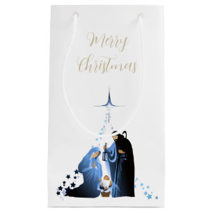 Traditional Nativity Scene Christmas greetings Small Gift Bag