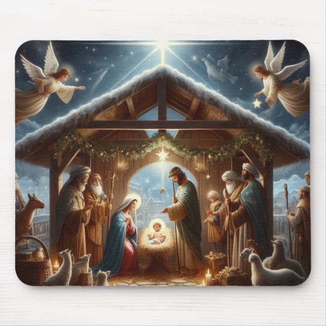 Traditional Nativity Scene Mouse Pad (Front)