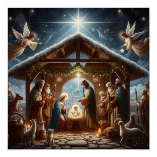 Traditional Nativity Scene Poster (Front)