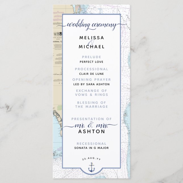 Traditional #Nautical South #Florida #Wedding Programme (Front)