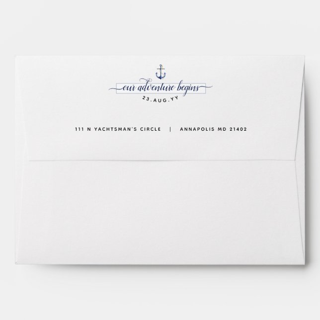 Traditional Nautical Wedding Annapolis Maryland Envelope (Back (Top Flap))