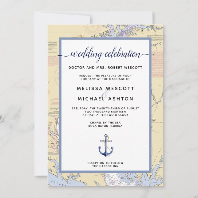 Traditional #Nautical Wedding | MIKE / Annapolis Invitation (Front)