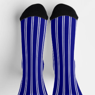 Traditional Navy Blue and White Vertical Stripes Socks