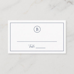 Traditional Navy Blue Elegant Wedding Place Card