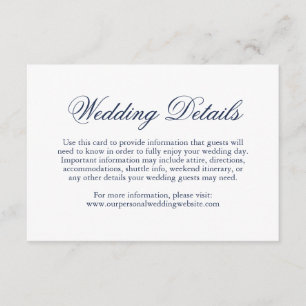 Traditional Navy Blue Formal Elegant Wedding Enclosure Card