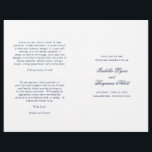 Traditional Navy Blue Formal Wedding Program<br><div class="desc">Classic style folded Wedding Program with accent words in an elegant calligraphy typography. The front has your event details, the inside has your wedding party and order of ceremony. The back has a template for your message / quotes. All text is navy blue over a white background and may be...</div>