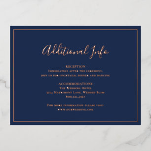 Traditional Navy Blue Wedding Foil Enclosure Card