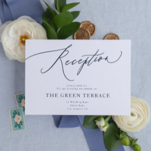 Traditional Navy Blue Wedding Reception Enclosure Card