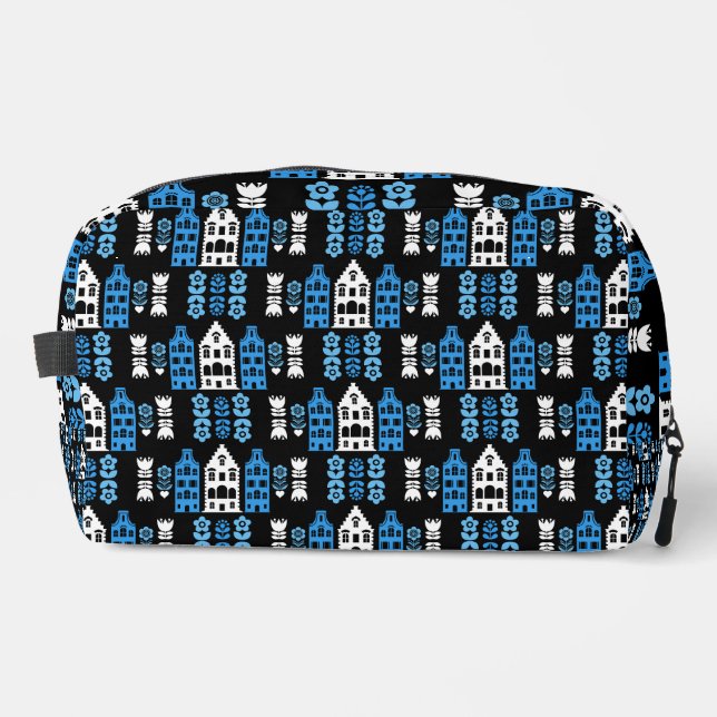 Traditional Netherlands Folk Art Print Dopp Kit (Front)