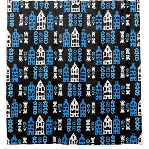 Traditional Netherlands Folk Art Print Shower Curtain