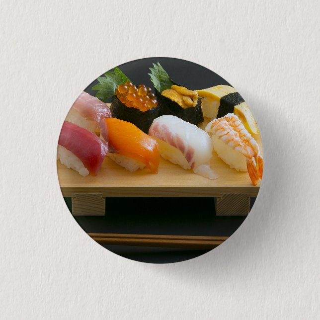 Traditional Nigiri Sushi Art – Pinback Button by S (Front)