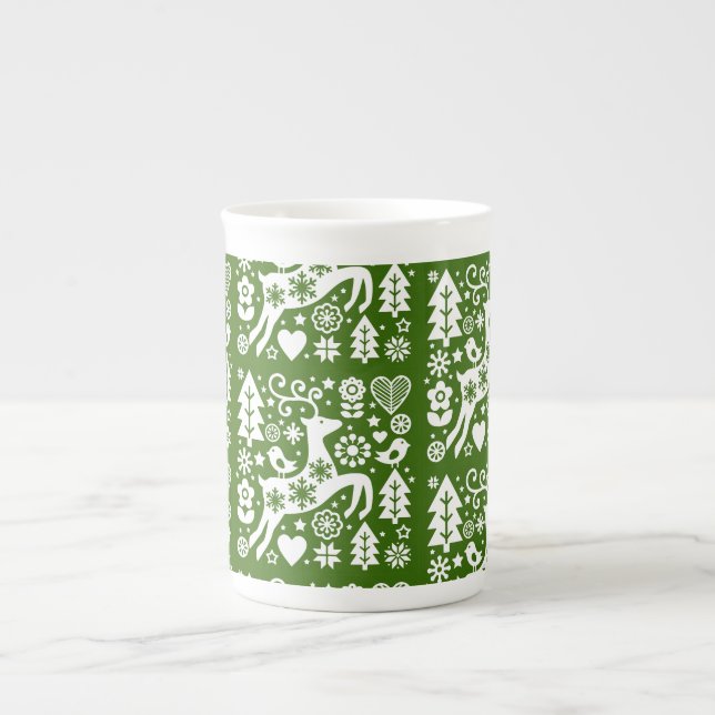 Traditional Nordic Christmas Decor Bone China Mug (Front)