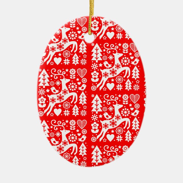 Traditional Nordic Christmas Decor Ceramic Tree Decoration (Front)