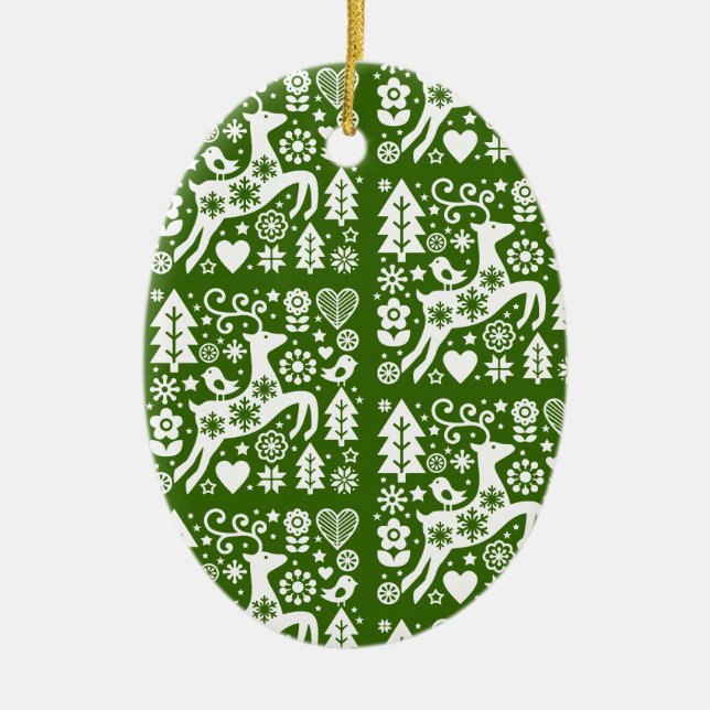 Traditional Nordic Christmas Decor Ceramic Tree Decoration (Front)
