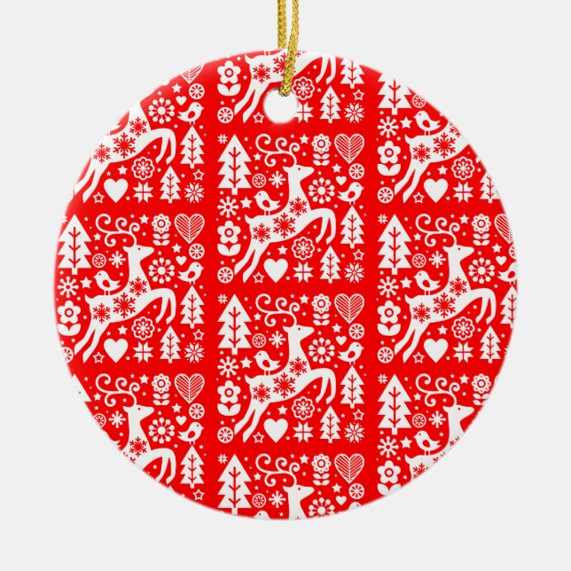 Traditional Nordic Christmas Decor Ceramic Tree Decoration (Front)