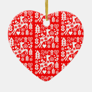 Traditional Nordic Christmas Decor Ceramic Tree Decoration