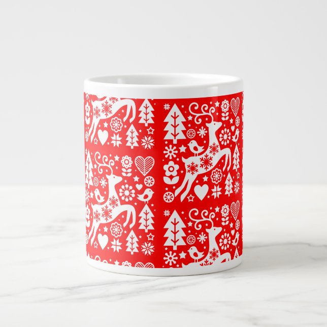Traditional Nordic Christmas Decor Large Coffee Mug (Front)