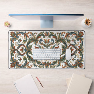 Traditional Norwegian Rosemaling Floral Art Custom Desk Mat