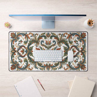Traditional Norwegian Rosemaling Floral Art Custom Desk Mat