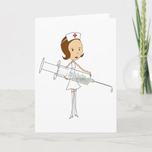 Traditional Nurse with Comically Oversized Syringe Card