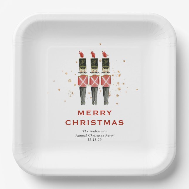 Traditional Nutcracker Christmas Paper Plate (Front)