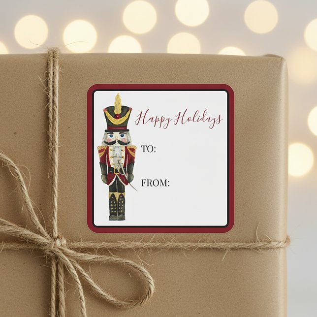 Traditional Nutcracker Happy Holidays Gift Tag (Creator Uploaded)