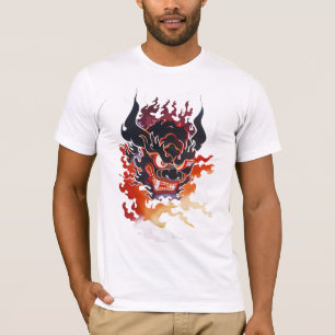 Traditional Oni Mask In Flames T-Shirt