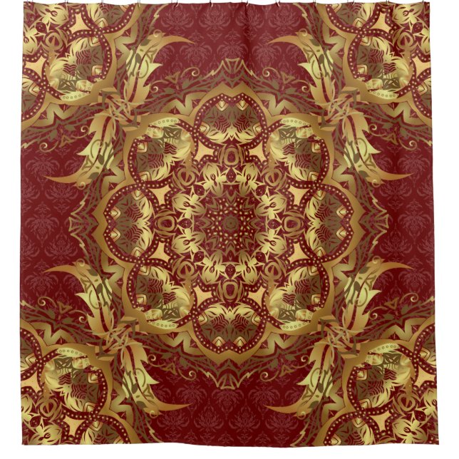 Traditional orient ornament on a red background. S Shower Curtain (Front)