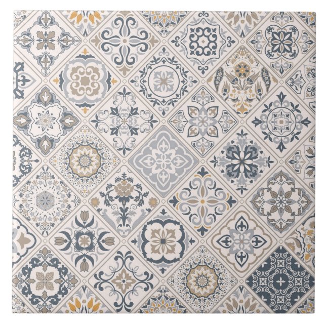 Traditional ornament Portuguese and Spanish Boho  Tile (Front)