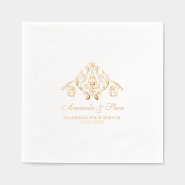 Traditional Ornamental Design Element Personalised Foil Napkins (Front)