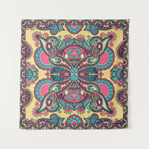 Traditional ornamental floral paisley bandanna. Yo Tapestry