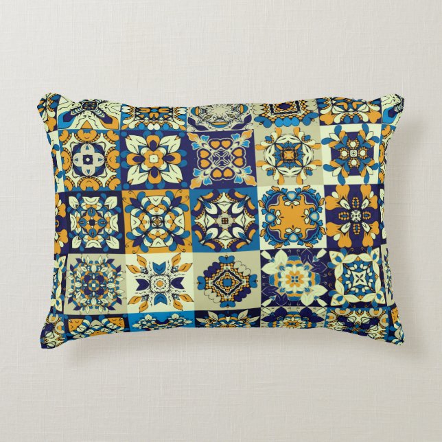 Traditional ornate decorative tiles. Abstract back Cushion (Front)