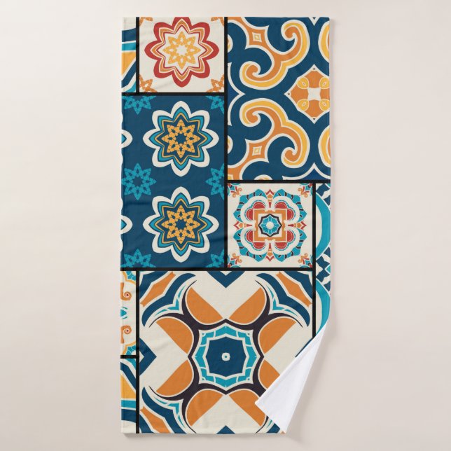 Traditional ornate portuguese decorative colour ti bath towel (Bath Towel)