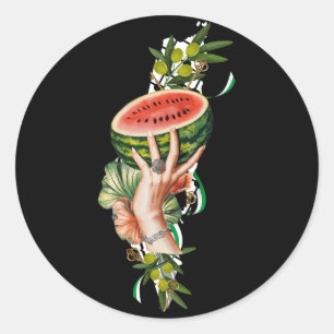 Traditional Palestine elements in palestine map Classic Round Sticker