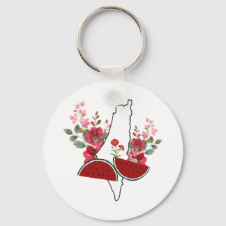 Traditional Palestine elements in palestine map Key Ring