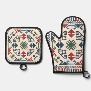 Traditional Palestine Embroidery tatreez boho Oven Mitt & Pot Holder Set