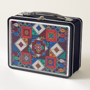 Traditional Palestine Embroidery tatreez colourfu Metal Lunch Box
