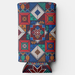 Traditional Palestine Embroidery tatreez colourfu Seltzer Can Cooler