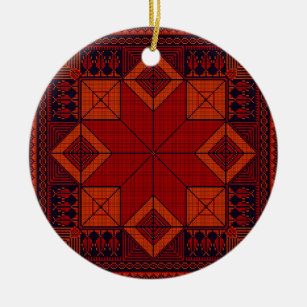 Traditional Palestine Embroidery tatreez Pattern Ceramic Tree Decoration