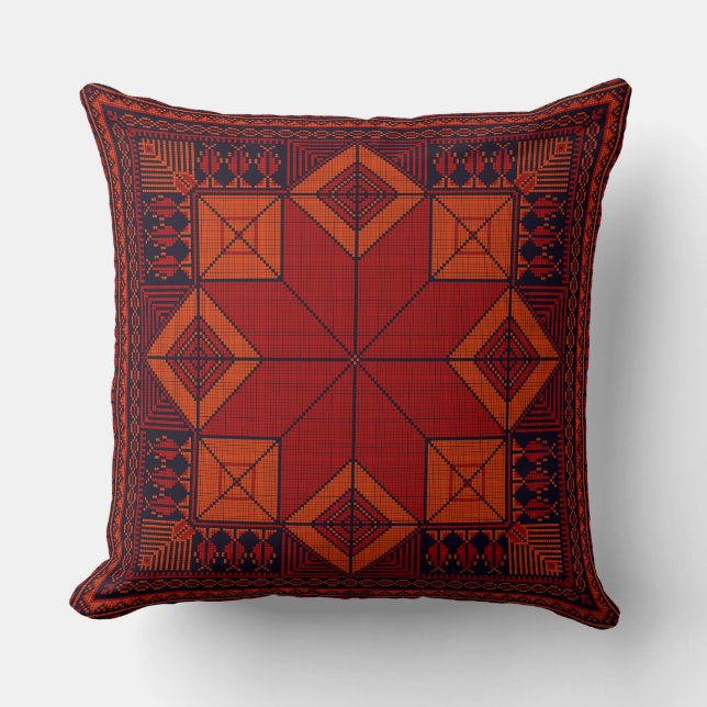 traditional Palestine Embroidery Tatreez Pattern  Cushion (Front)