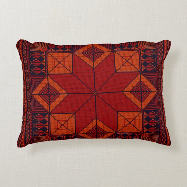 Traditional Palestine Embroidery tatreez Pattern  Decorative Cushion (Front)