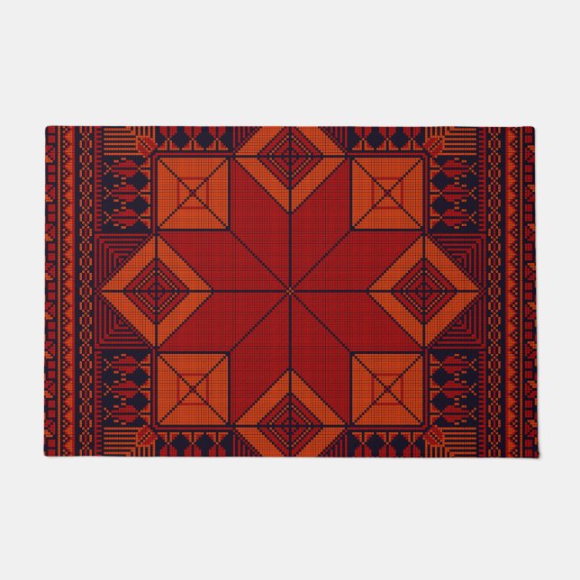 Traditional Palestine Embroidery tatreez Pattern   Doormat (Front)