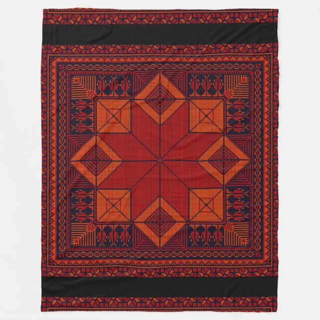 traditional Palestine Embroidery tatreez Pattern  Fleece Blanket (Front)