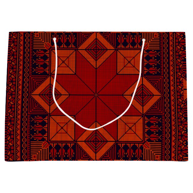Traditional Palestine Embroidery tatreez Pattern   Large Gift Bag (Front)
