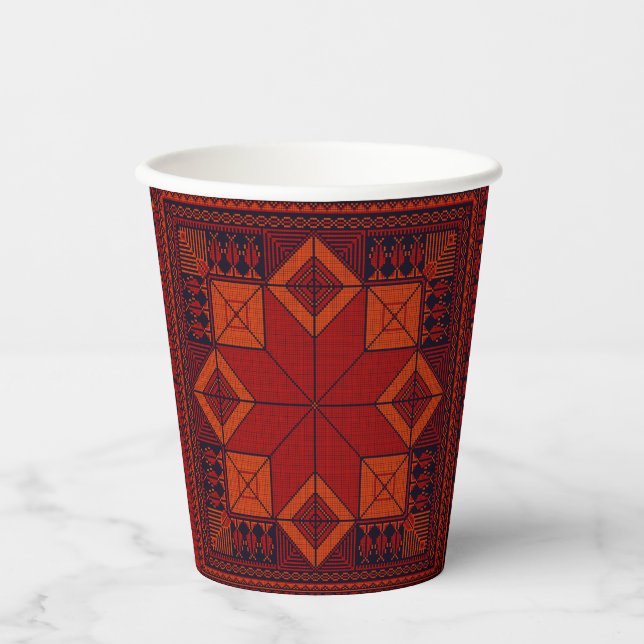 traditional Palestine Embroidery Tatreez Pattern  Paper Cups (Front)