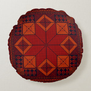 traditional Palestine Embroidery Tatreez Pattern Round Cushion