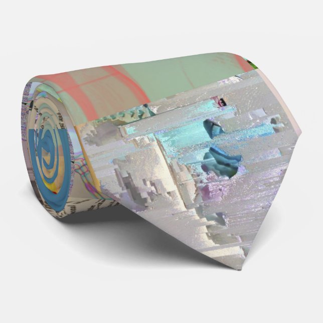 Traditional Patchwork Geometric Glitch Mosaic Tie (Rolled)