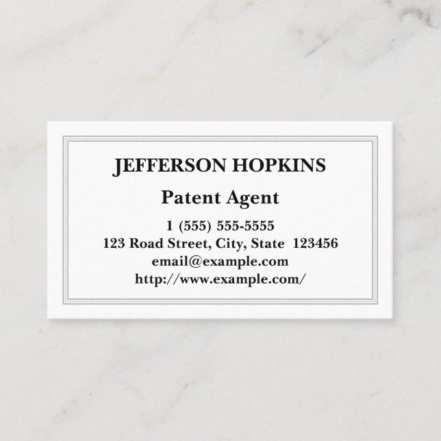Traditional Patent Agent Business Card (Front)