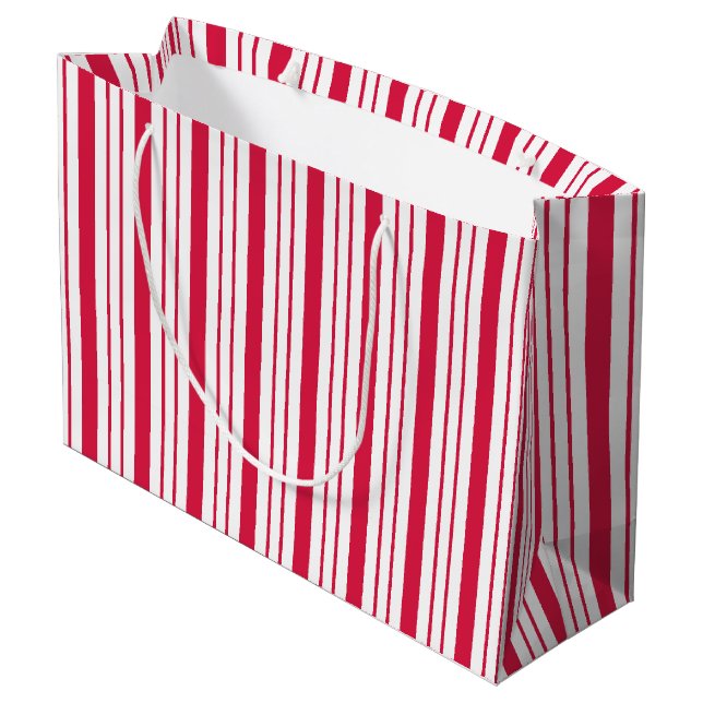 Traditional Peppermint Striped Gift Bag (Back Angled)